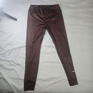 Nike Dri-FIT Women Brown Ankle Leggings Size L Polyester Spandex RN 56323